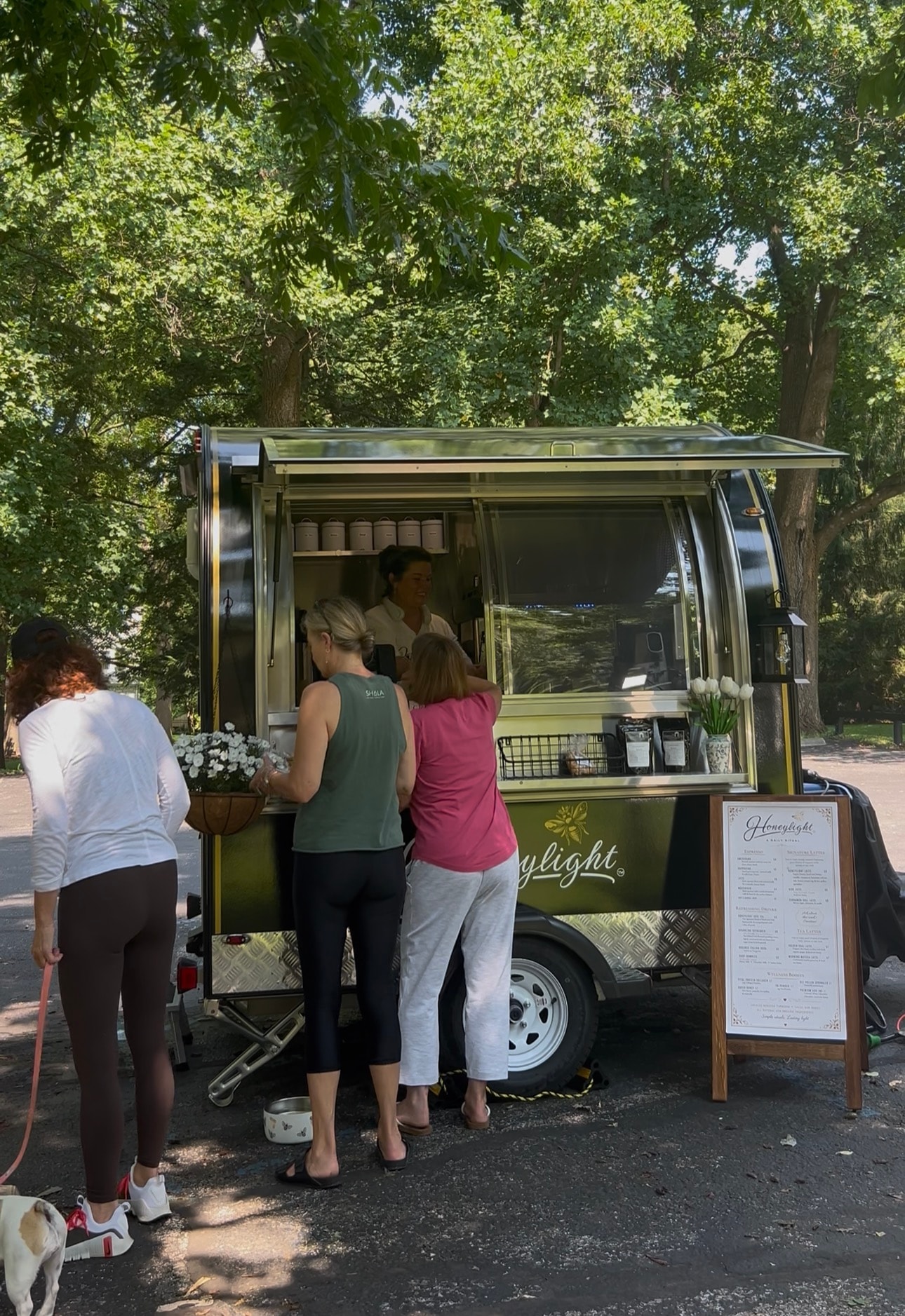 Customers at the Honeylight trailer window