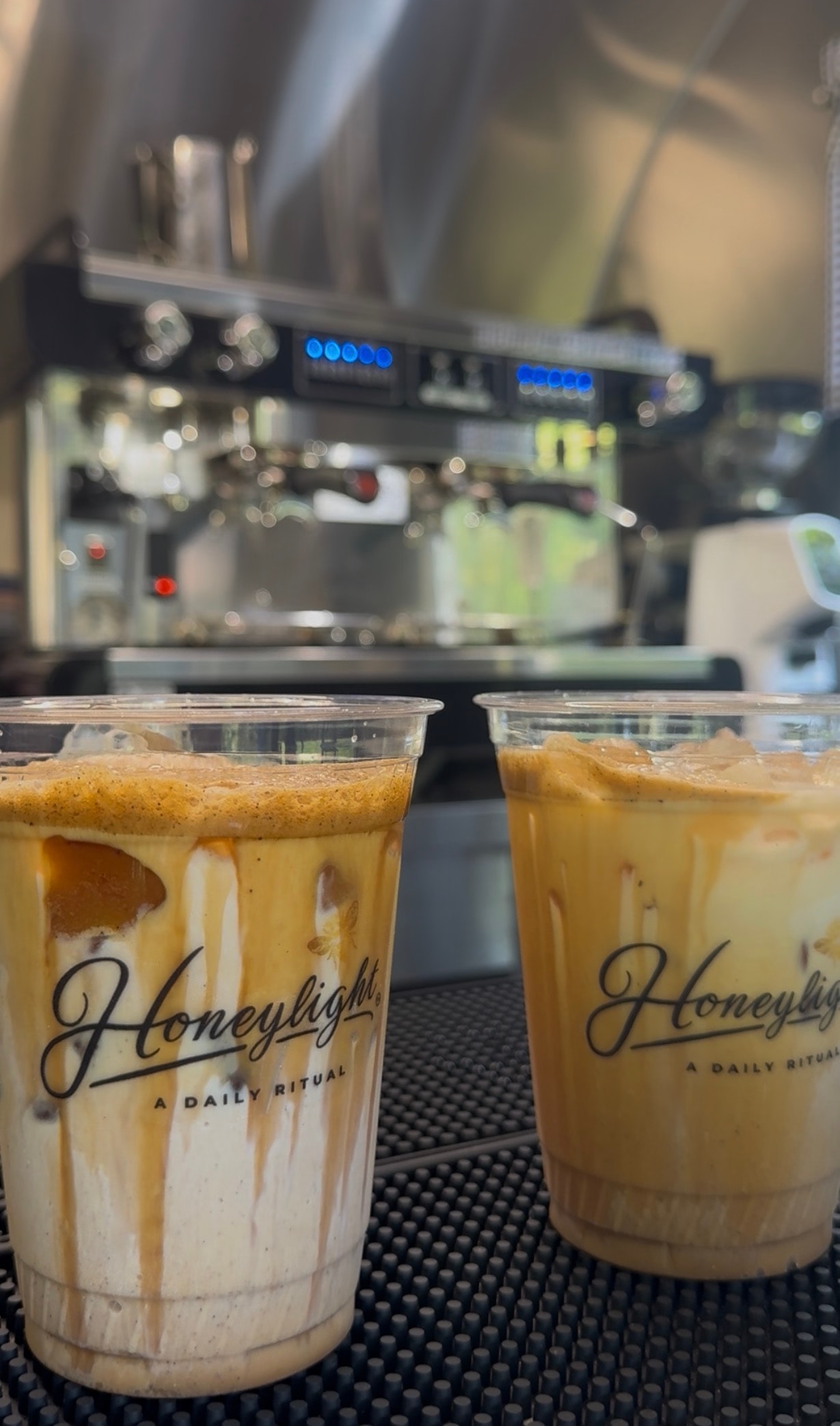 Iced coffee drinks at the Honeylight trailer