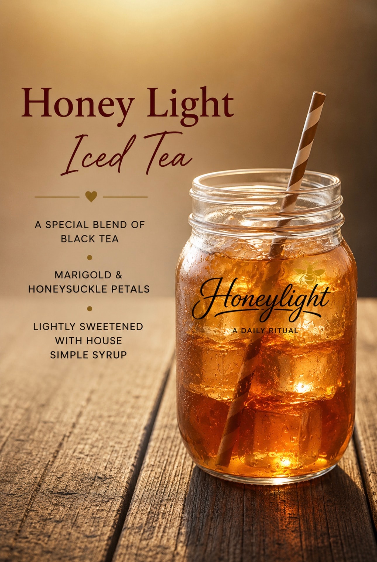 Honey Light Iced Tea in a mason jar