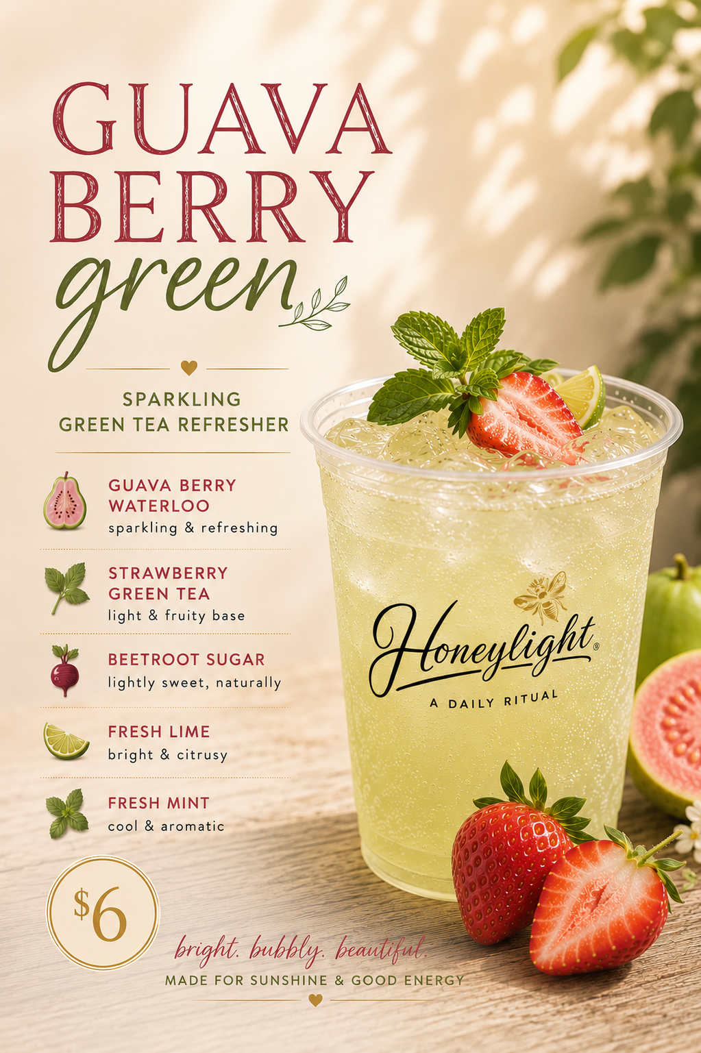 Guava Berry Green sparkling tea refresher